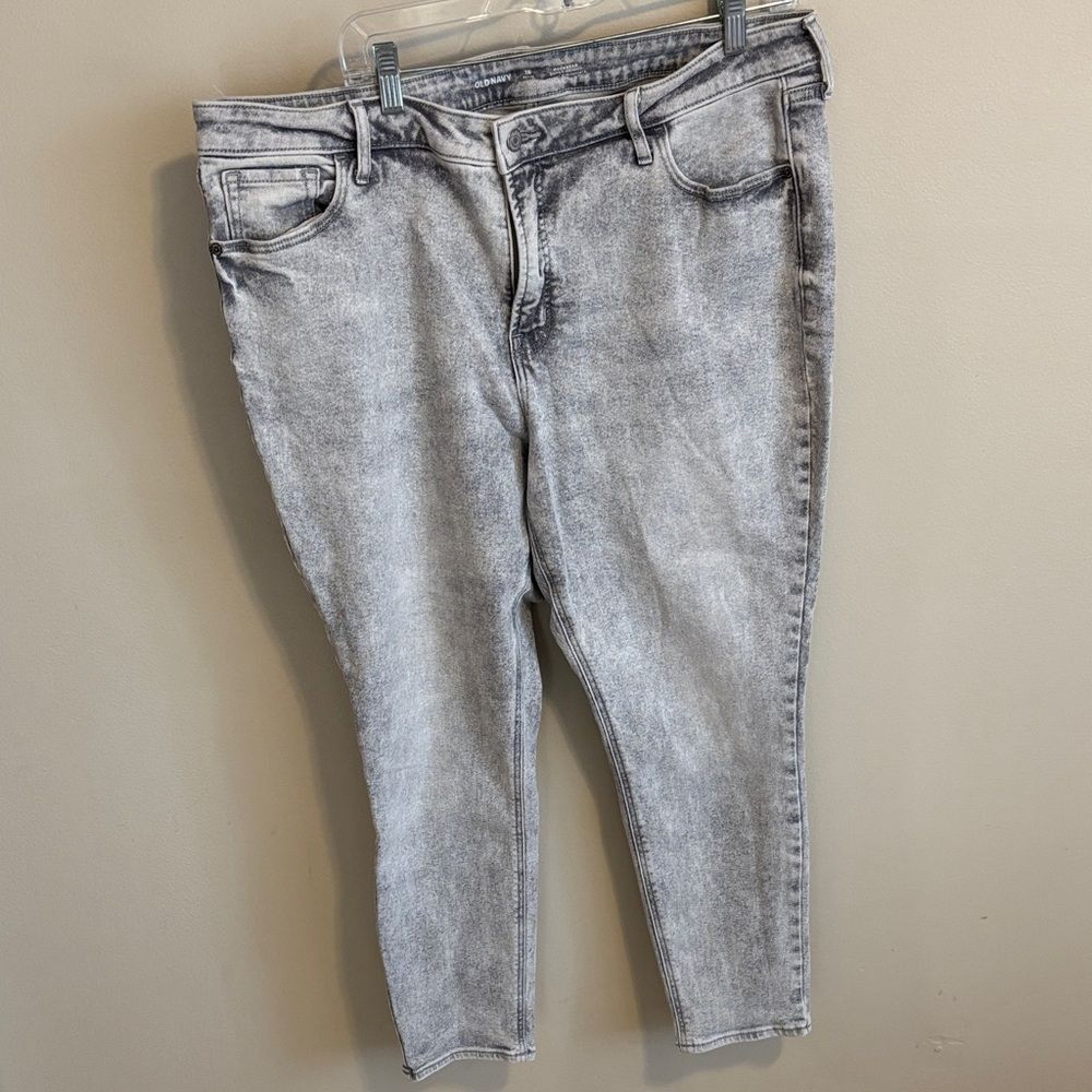Old Navy Women's Washed Gray high row Rochester super skinny jeans 18 petite